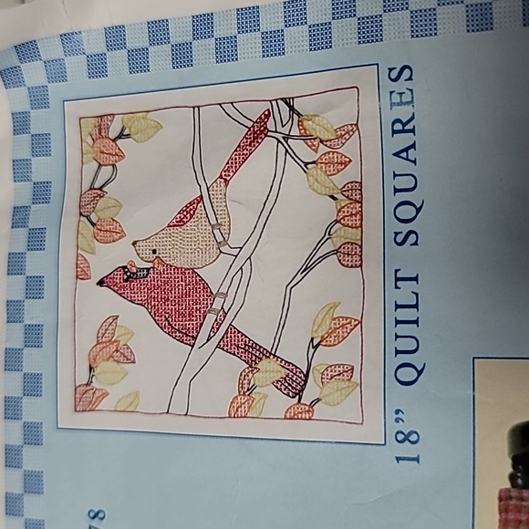 Jack Dempsey Needle Art Item 732 Pattern 378 Cardinals 18" Quilt Squares NIP - Picture 3 of 7